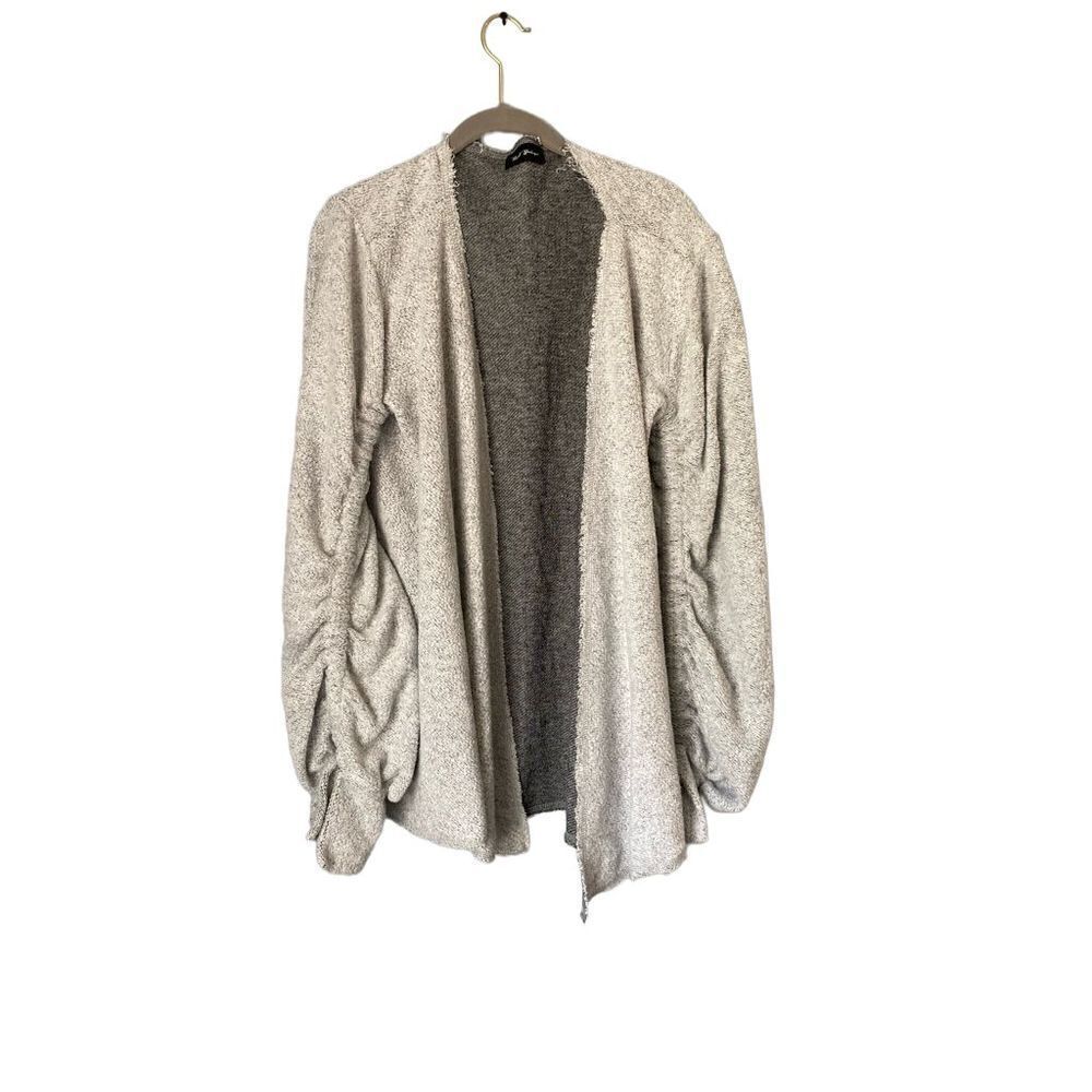 Hazel boutique women’s knit ruched sleeve open front cardigan size large